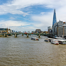 Panoramic view from Millennium Footbridge and Thames river, London, England, Great Britain